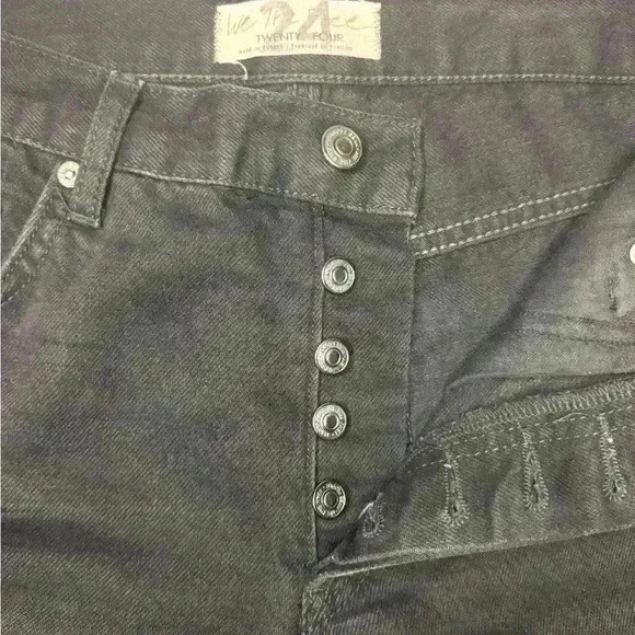 Free People Maggie Mid-Rise Distressed Straight-Leg Jeans Black Soldout - Picture 8 of 11